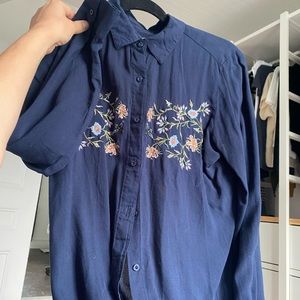 Navy blue primark blouse with embroidery